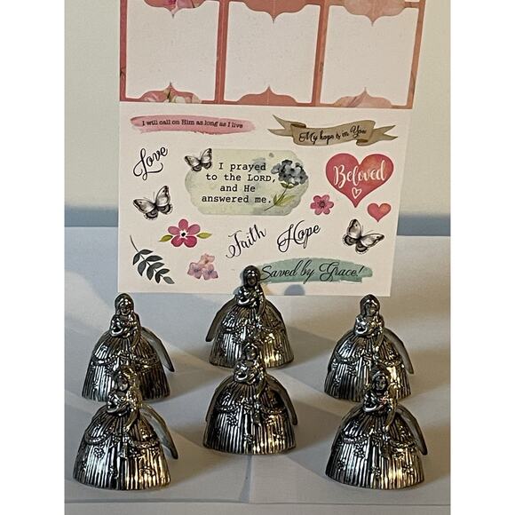 Antique Silver Plated Menu Holder set of 6 Place Marker Elldee French German - Picture 11 of 15